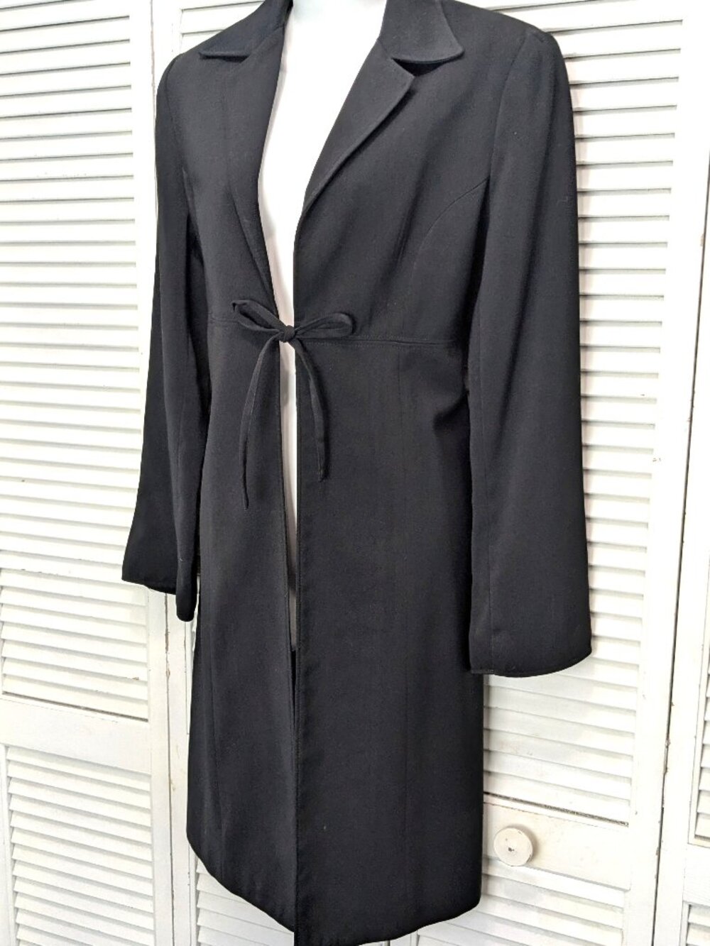 VTG 90s Hennes Collection Womens Long Blazer Jacket Black Sz Med Princess Cut